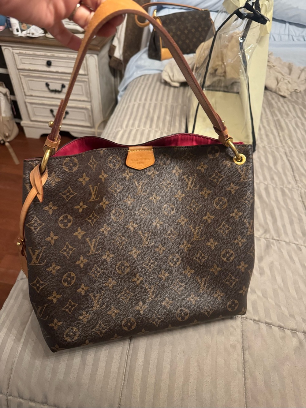 Louis Vuitton Monogram Bucket Bag with Burgundy Interior - Picture 8 of 10
